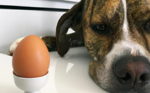 dog with boiled egg
