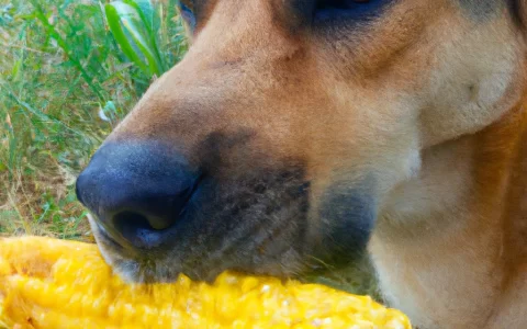 dog eating corn
