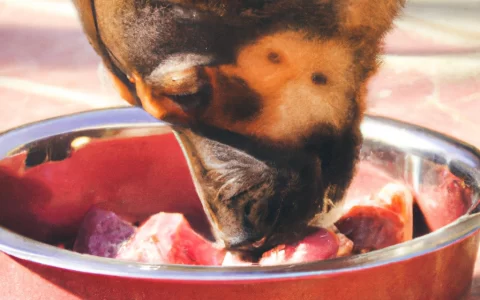dog eating pork