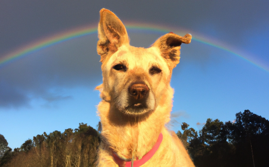dog with rainbow