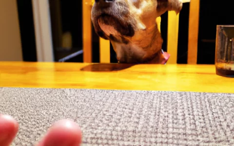 dog begging at a table